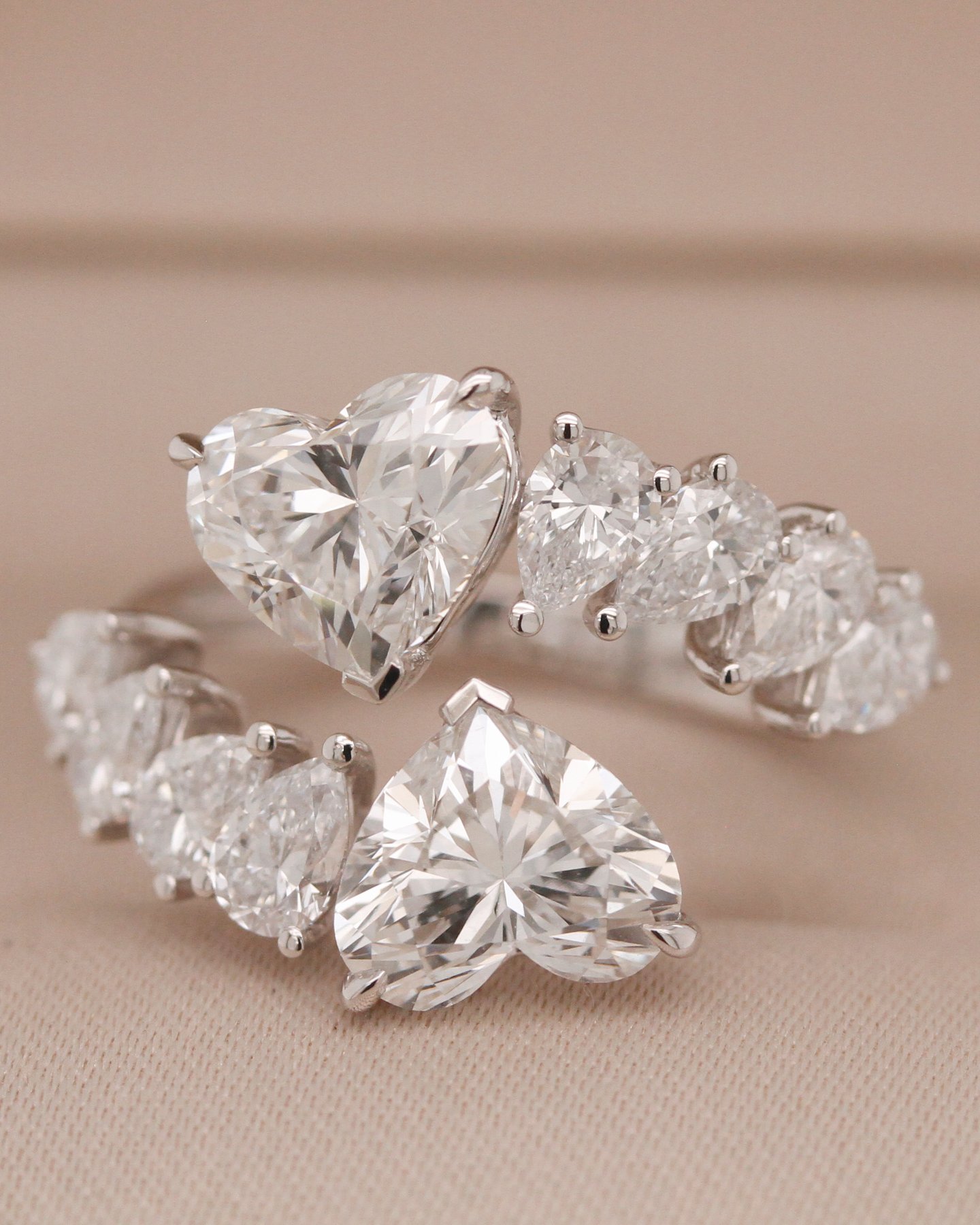 White Gold 10k Heart Diamond Wrap Ring