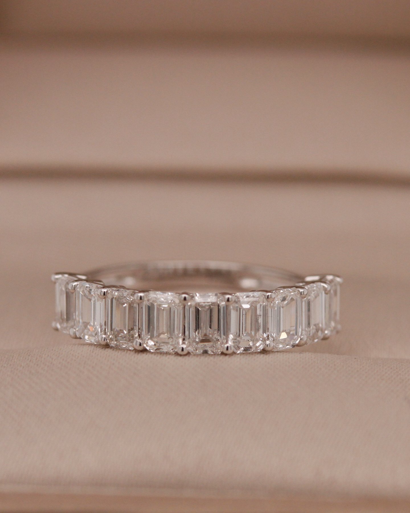 White gold 10k Emerald Half Eternity