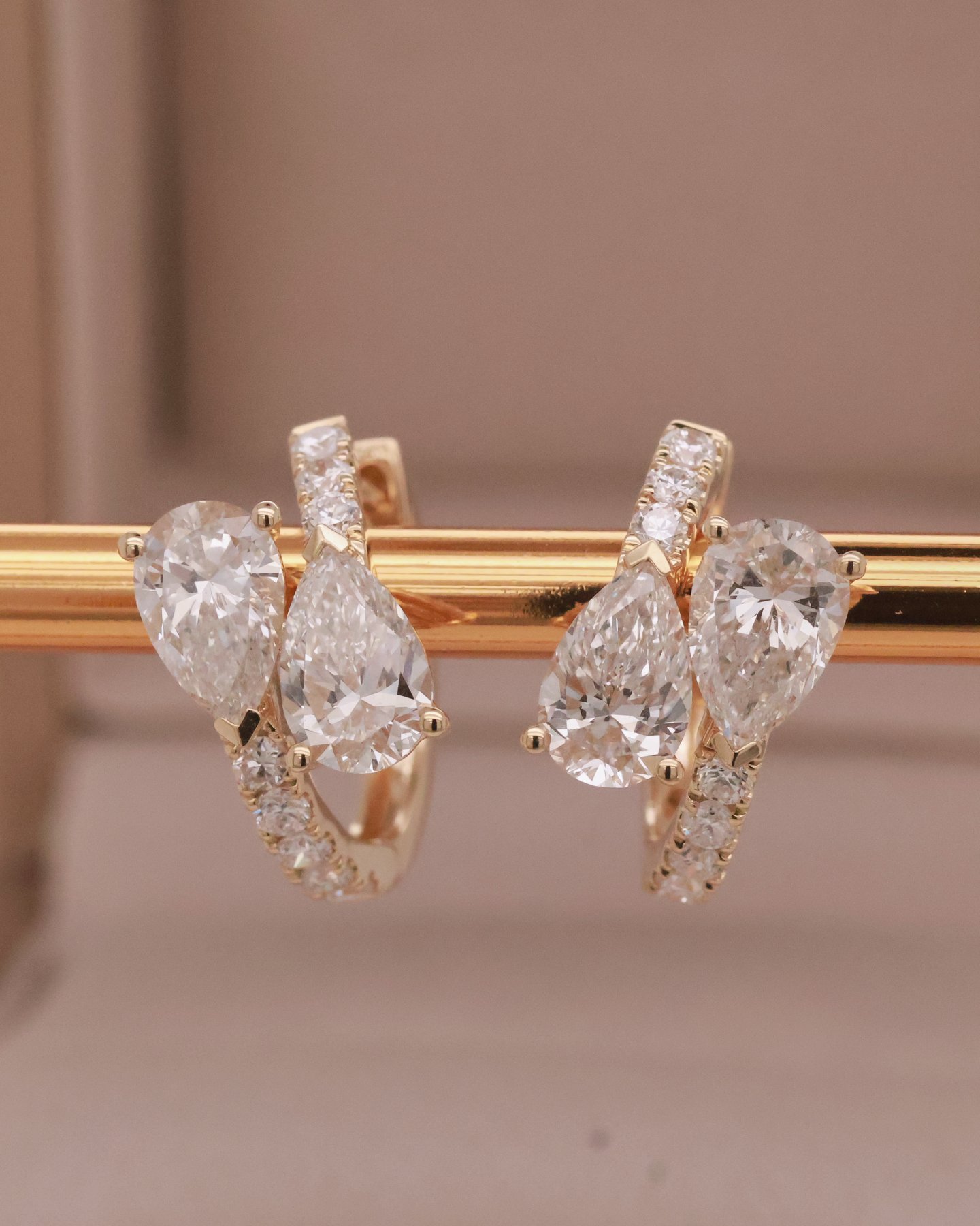Vanilla gold 10k Double Pear Hoop Earrings