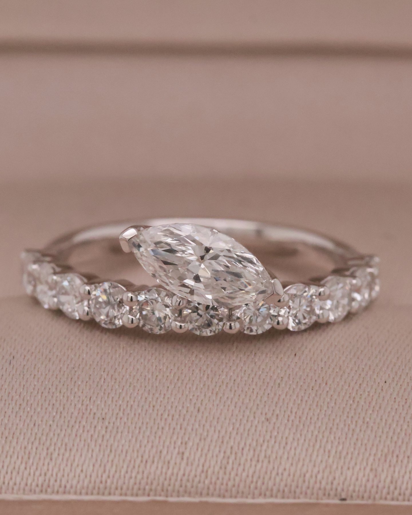 White gold 10k Marquise with half eternity