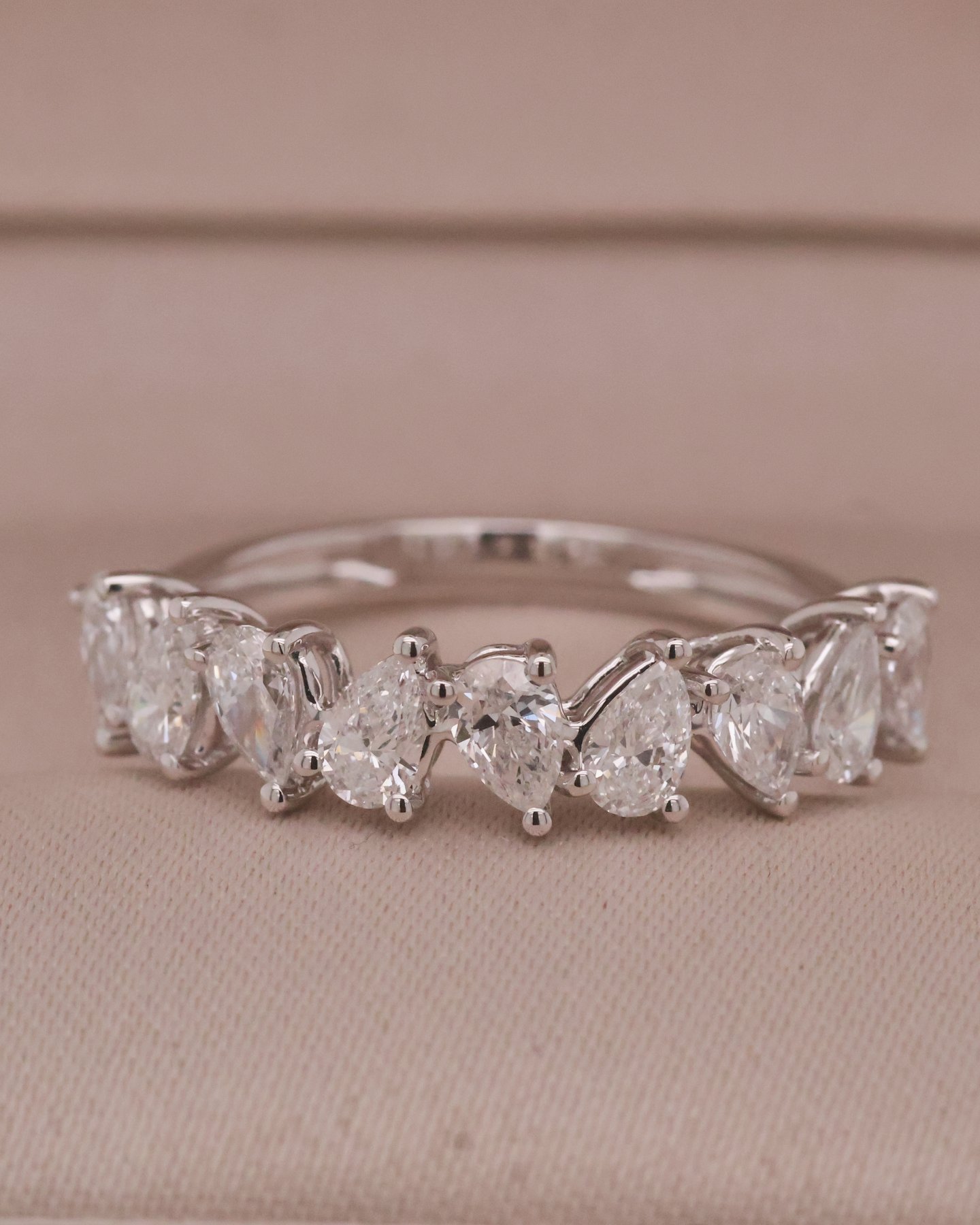 White gold 10k Mix Shapes Half Eternity