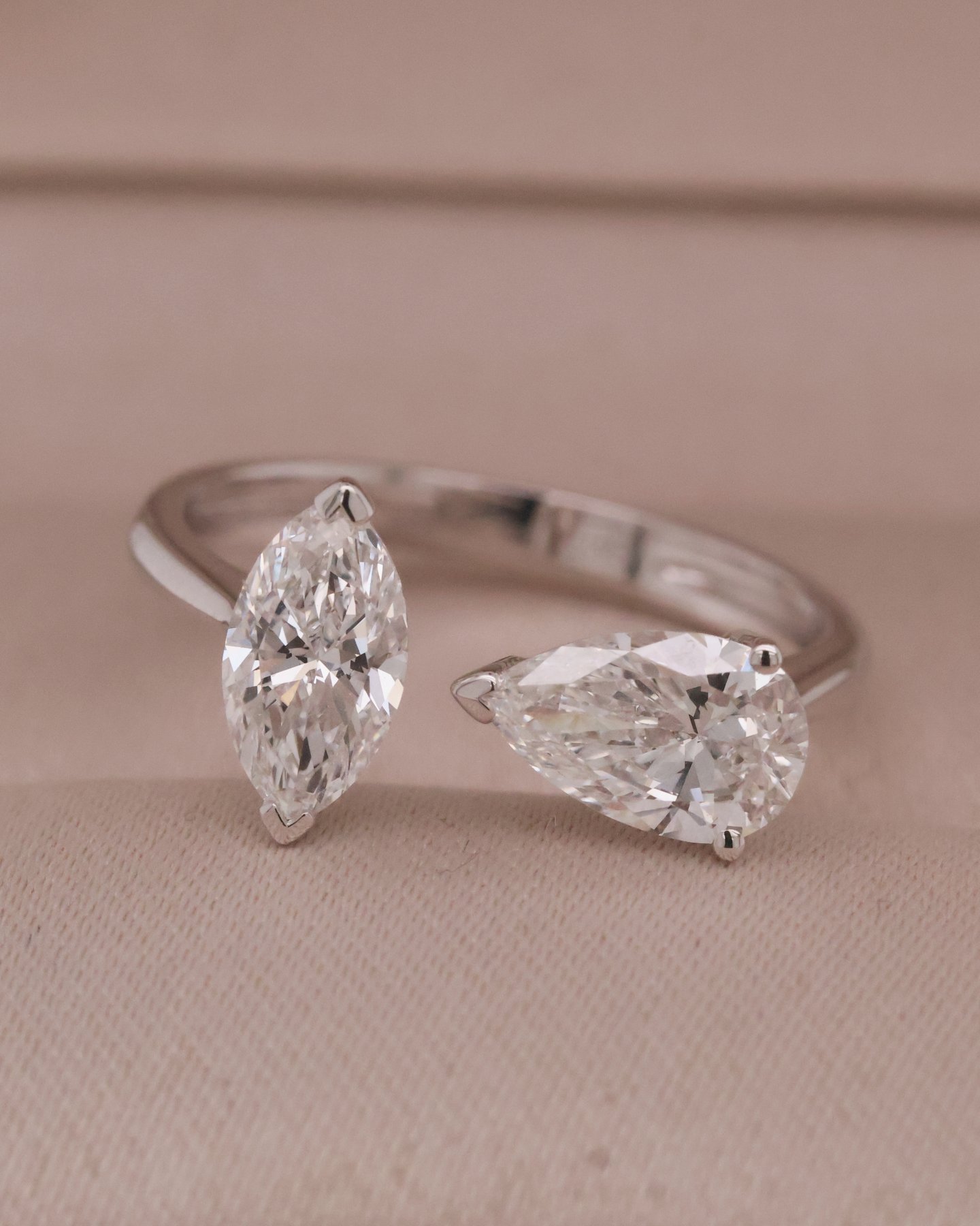White gold 10k Toi et moi marquise and pear