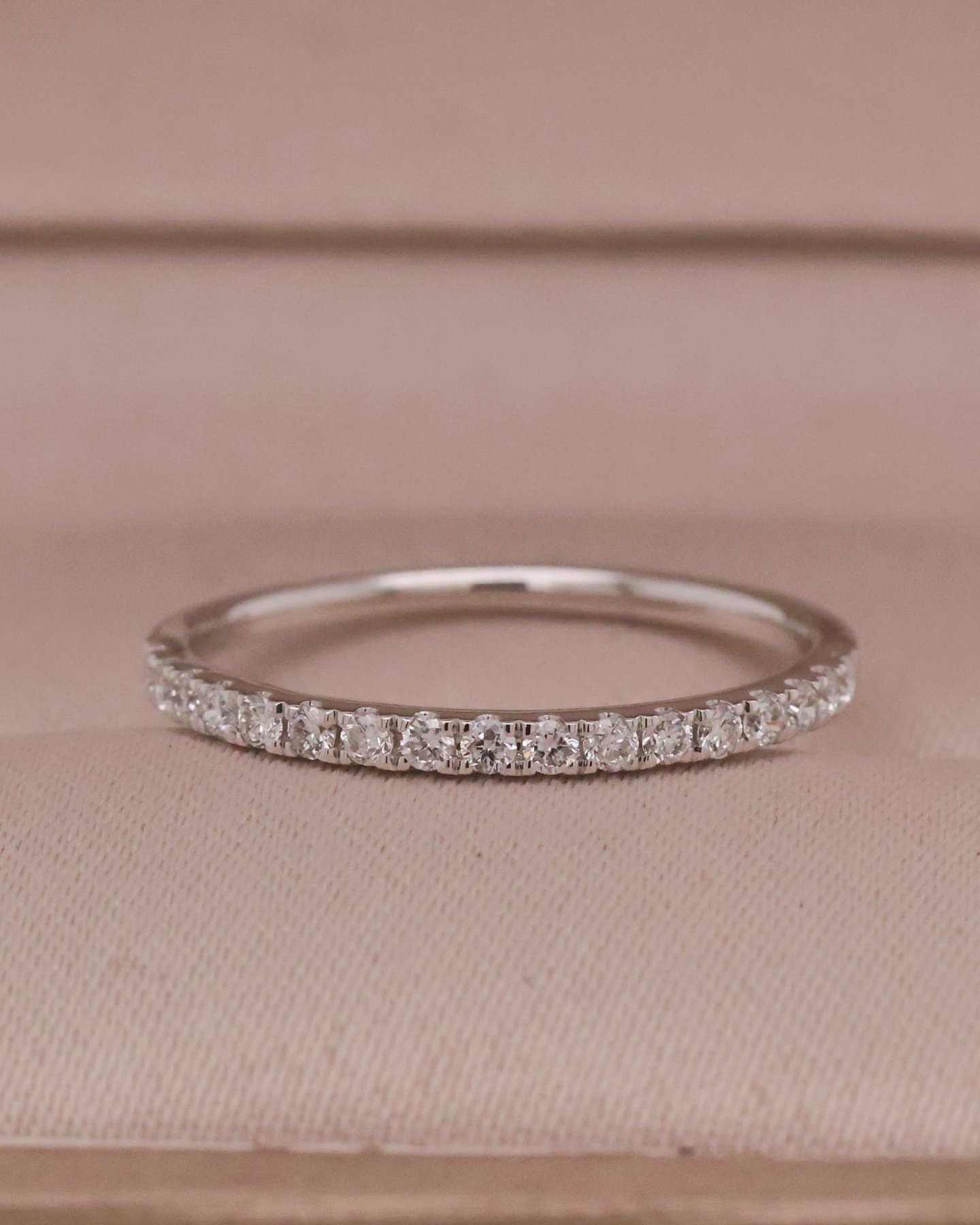 White gold 10k MINI Round Half Eternity