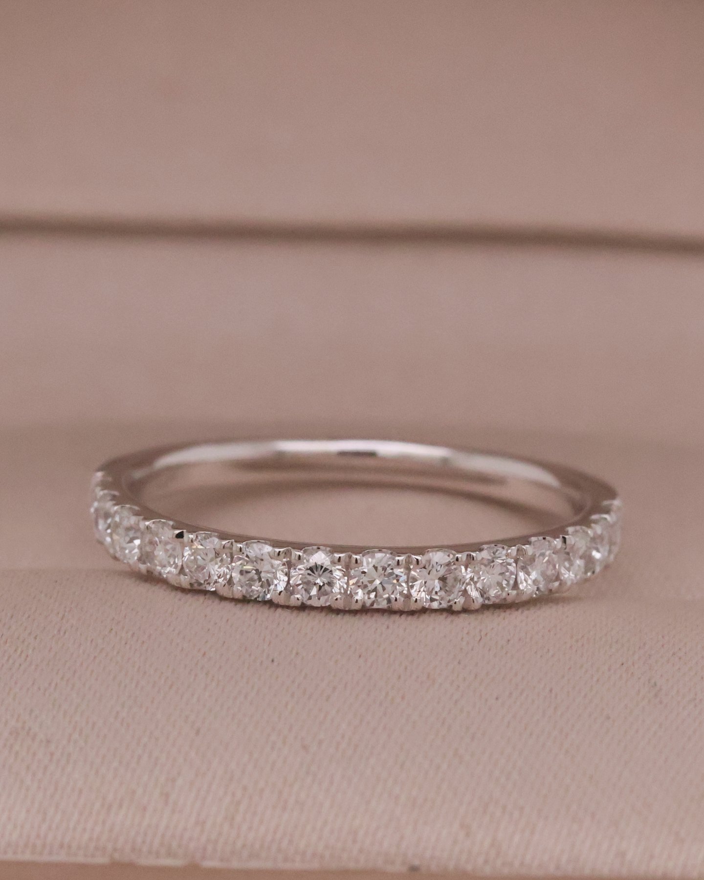 White gold 10k Medium Round Half Eternity